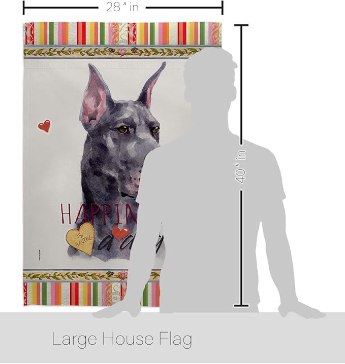 Breeze Decor Cropping Black Dane Happiness House Flag-Eagle Set Dog Puppy Spoiled Paw Canine Fur Pet Nature Farm Animal Creature Banner Small Garden Yard Gift Double-Sided, Made in USA