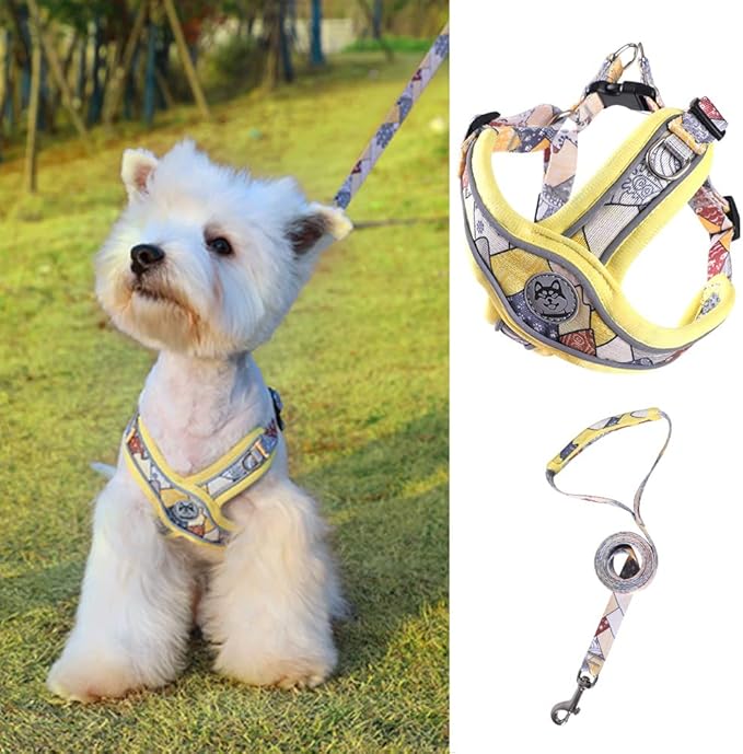 PT-010 Pet Dog Puppy No-Pull Harness Walking Training Harness with Leash Reflective Vest (Yellow, X-Small)