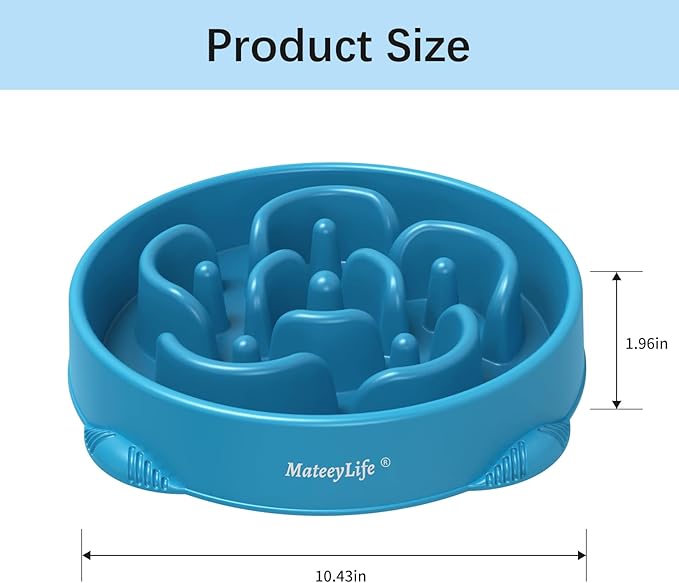 MateeyLife Large Slow Feeder Dog Bowls, Anti-Choking Puzzle Dog Food Bowls, Anti-Slip Interactive Feeding Slow Down Eating, Bloat Stop Maze Dishes for Large Breeds 4 Cups DarkBlue
