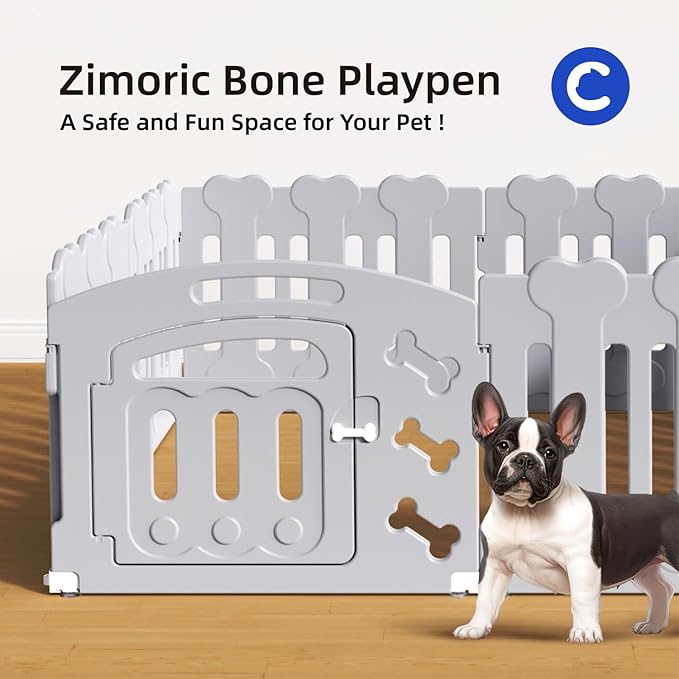 Dog Playpen, Puppy Playpen for Small Dogs, Indoor Dog Play Pen with Door & Lockable Gate, Foldable Portable Pet Fence, 91" x 61" x 24", Easy to Assemble