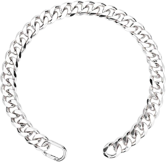 Cuban Link Chain Dog Durable Light Metal Dog Collar Silver Chain for Dog Cute Fashion Jewelry Accessories for Dogs Bulldog Pitbulls (19MM)(24)