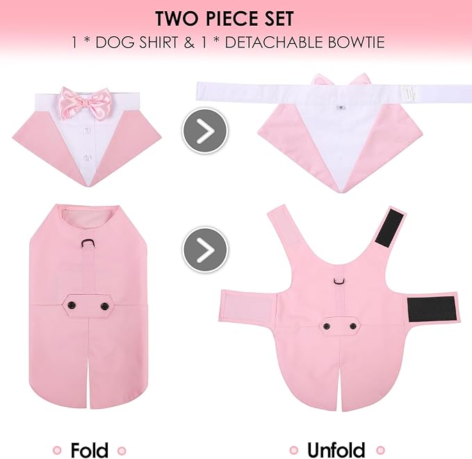 AOFITEE Dog Tuxedo Formal Dog Suit and Bandana Set, Gentle Dogs Wedding Party Suit Bow Tie Shirt, Tuxedo for Small Dogs Costume Outfit with Detachable Bowtie Collar for Christmas Halloween Dress Up