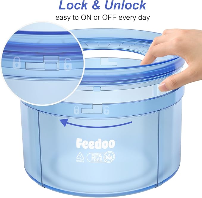 1Gallon/128oz Dog Water Bowl No Spill, Tritan BPA Free Spill Proof & No Splash Dog Water Bowl for Messy Drinkers, Slow Drinking Water Bowl for Large Dogs, Anti-Digging Paws【Serenity Blue】