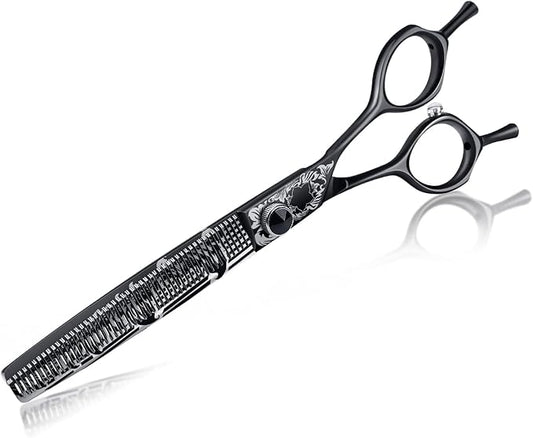 JASON 7" Thinning Dog Grooming Scissors, Ergonomic Pets Grooming Thinner Blender Shears Cat Trimming Texturizing with Offset Handle, Stainless Steel, Light Weight, Sharp, Safe, Comfortable