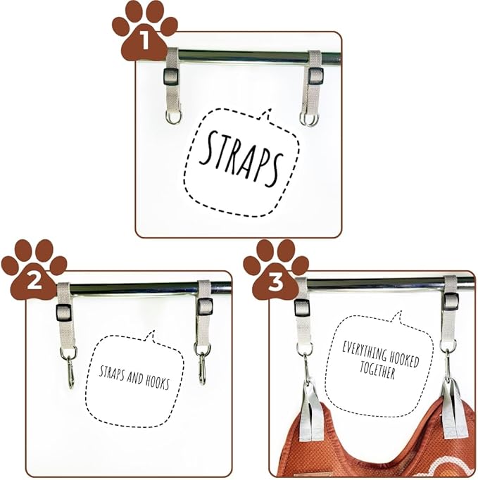 Paws n' Cradle Dog Grooming Hammock Harness for Dogs & Cats - Complete Kit with Adjustable Leg Fittings, Comb, Nail Clippers, File, Hook and Loop Strap, Adjustable Hanging Straps & Snap Hooks (Medium)