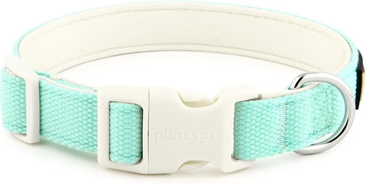 Plutus Pet Cotton Dog Collar, Heavy Duty Collar with Soft Padding, Adjustable and Comfortable for Small Medium and Large Dogs, Light Cyan, XS