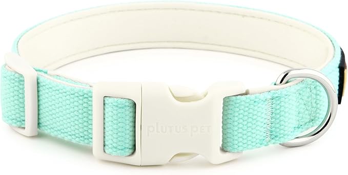 Plutus Pet Cotton Dog Collar, Heavy Duty Collar with Soft Padding, Adjustable and Comfortable for Small Medium and Large Dogs, Light Cyan, S