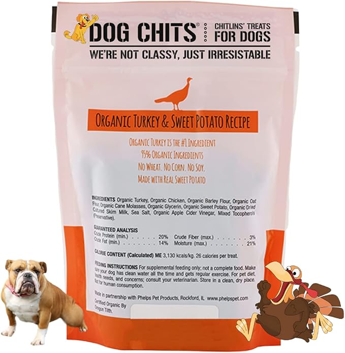 Dog Chits Turkey and Sweet Potato Soft Chew for Dogs - Dog and Puppy Chews | Made in USA | Organic Turkey | All-Natural Treats | Large & Small Dogs | Organic Sweet Potato | 4 oz.