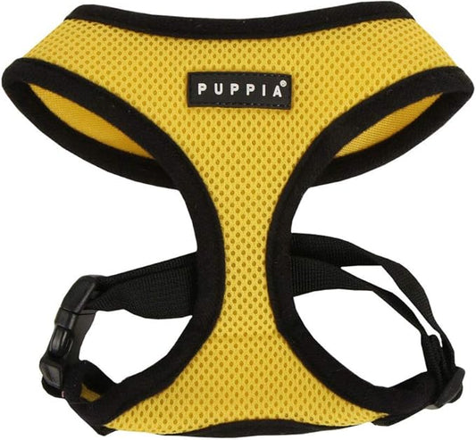 Puppia Soft Dog Harness No Choke Over-The-Head Triple Layered Breathable Mesh Adjustable Chest Belt and Quick-Release Buckle, Yellow, X-Large