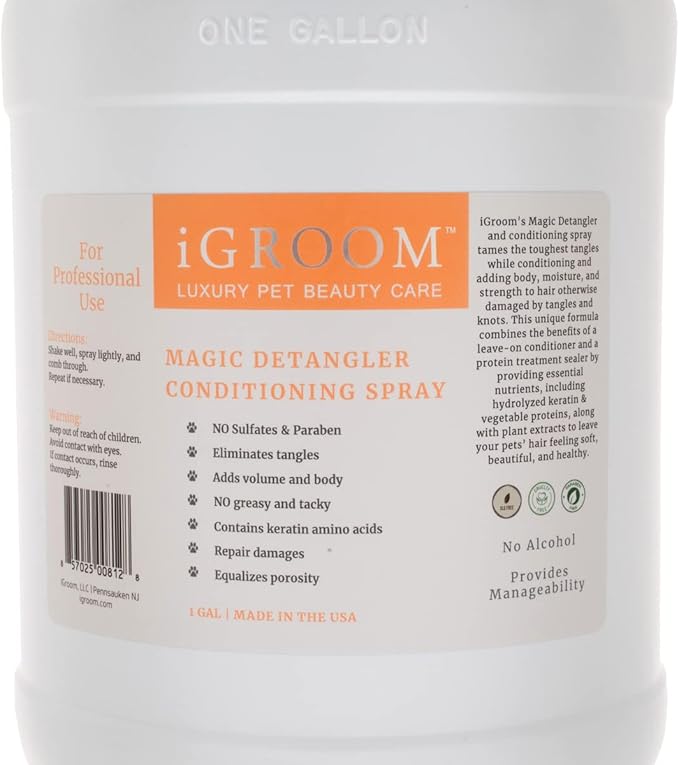 iGroom Magic Detangling Dog Conditioning Spray, Luxury Pet Beauty Care, Protein Sealer, Condition and Moisturize, Made in USA, 1gal