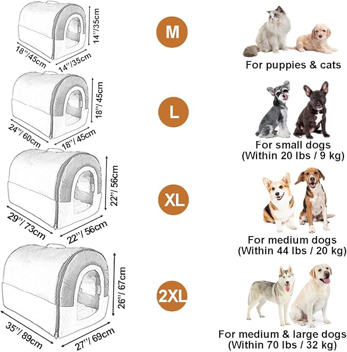 ANPPEX Medium Igloo Dog House Indoor,XL Size Dog Cave for Medium and Large Dogs,2-in-1 Washable Covered Dog Bed,Brown