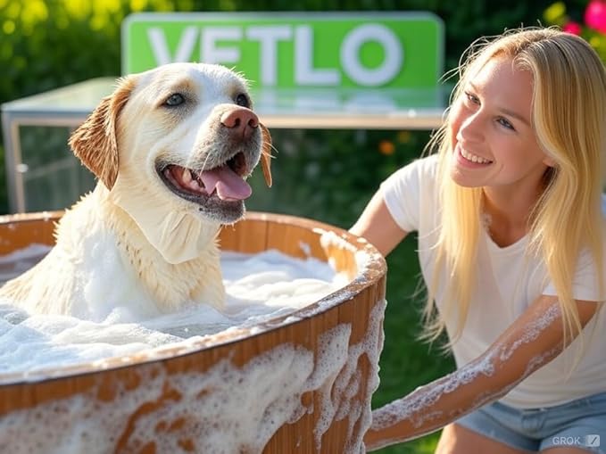 Dog Shampoo for Sensitive Skin with Calming Oatmeal - Hypoallergenic Puppy Essentials for Smelly Dogs & Cats - Relieves Allergies & Itching - Gentle Cat Shampoo - 16 oz by VETLO