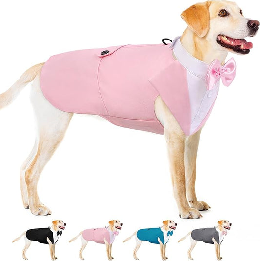 AOFITEE Dog Tuxedo for Large Dogs, Formal Dog Suit and Tie, Gentle Dogs Wedding Party Suit Bow Tie Shirt, Pet Wedding Outfit with Detachable Bowtie Collar for Christmas Halloween Dress Up