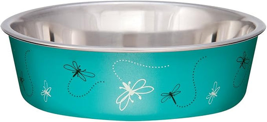 Loving Pets Bella Dog Bowls- Stainless Steel Dog & Cat Bowls - Spill Proof Dog Food Bowl, Cat Bowl, Puppy Essentials & Pet Supplies Great for Home & Travel (Medium 20-25 lbs, Dragonfly)