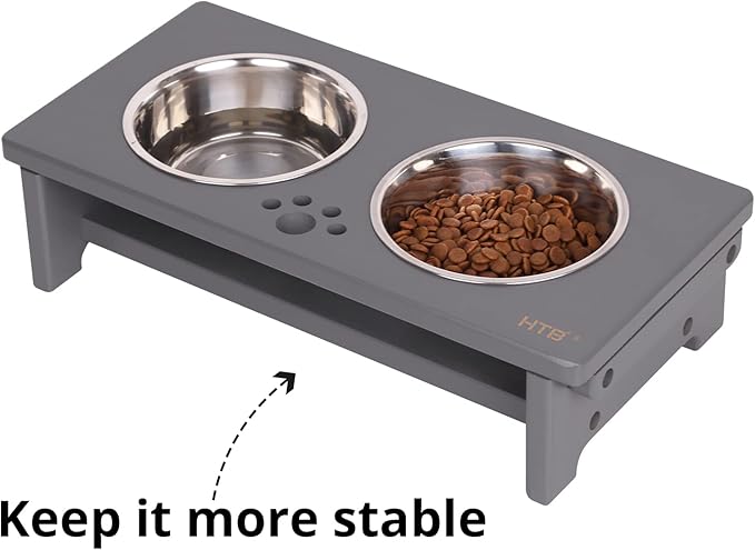 HTB Elevated Dog Bowls,Raised Dog Bowl Stand with 2 Stainless Steel Bowls,Elevated Raised Dog Bowls for Large Medium Small Sized Dogs