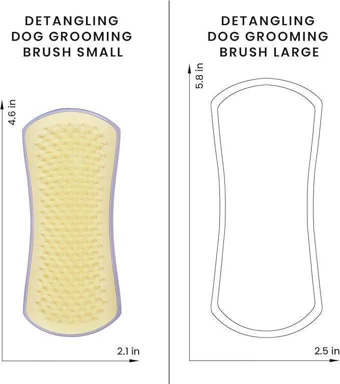 Pet Teezer by Tangle Teezer Detangling Dog Grooming Brush, Dry Brush & Dog Bath Brush for Wet or Dry Fur & Light Shedding Breeds, Small, Lilac/Yellow