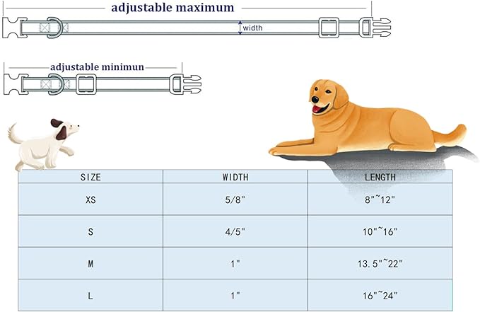 Lionheart glory Dog Collar, Dinosaurs Print Dogs Collar Adjustable Soft Comfortable Collars for Large Dogs Girl or Boy Pet Gift Cute Spring Summer Collar