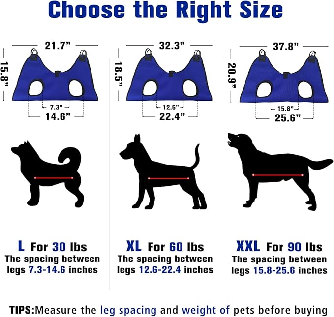 Pet Dog Grooming Hammock for Nail Trimming,Dog Restraint Hanging Harness for Nail Clipping,Dog Grooming Sling for Large Dogs with Nail Clippers/Nail File/Pet Comb,Claw Care(XL for 60lb)