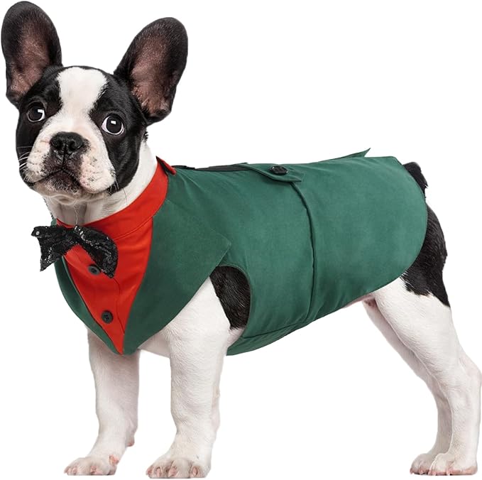Kuoser Christmas Dog Tuxedo Dog Suit and Bandana Set, Dogs Tuxedo Party Suit, Dog Prince Wedding Bow Tie Shirt Formal Dog Wedding Attire for Large and Medium Dogs Golden Retriever Samo Bulldogs