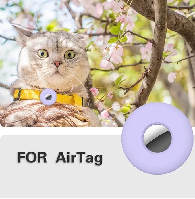 Pet Airtag Tracker Case Duo: Dog and Cat Friendly - Set of 2 (Ordinary Colorful/Purple)