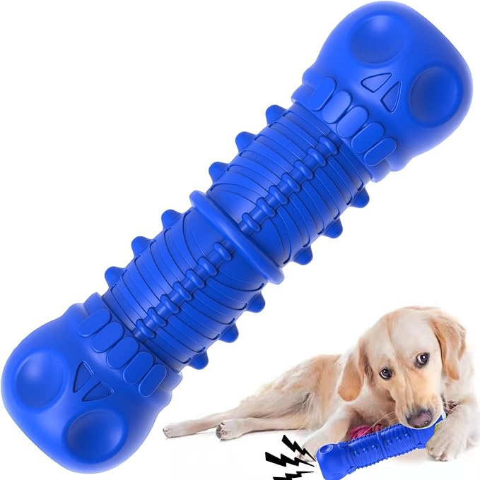 Dog Squeaky Toys for Aggressive Chewers, Durable Dog Chew Toys for Large Medium Breed Dog, Dog Toys, Tough Durable Dogs Toys with Natural Rubber (Bule D, for Larege Dogs)