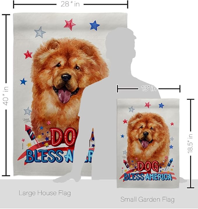 Breeze Decor Patriotic Chow Garden House Flag Set Dog Puppy Spoiled Paw Canine Fur Pet Nature Farm Animal Creature Decoration Banner Small Yard Gift Double-Sided, Made in USA