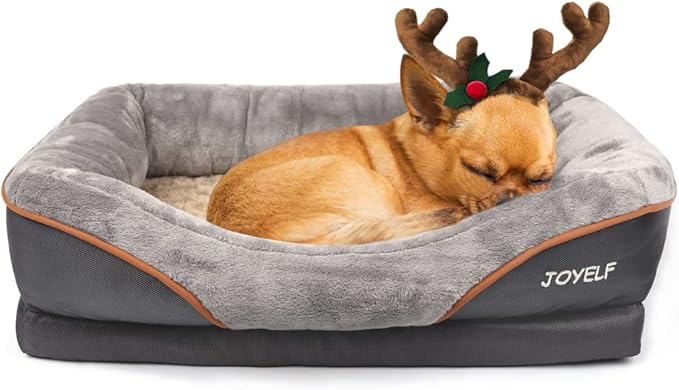 JOYELF Memory Foam Dog Bed Small Orthopedic Dog Bed & Sofa with Removable Washable Cover and Squeaker Toy as Gift