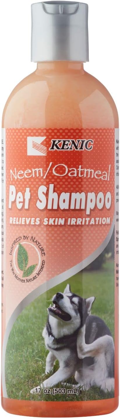 Kenic Ultra Soothing Neem Oatmeal Pet Shampoo, Made in USA with Naturally Derived Ingredients, Soap & Paraben Free, pH Balanced