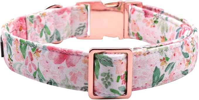Lionet Paws Dog Collar, Comfortable Adjustable Cute Collar with Metal Buckle for Male Female Dogs Gift, Pink Flower, XLarge, Neck 16-26 inches