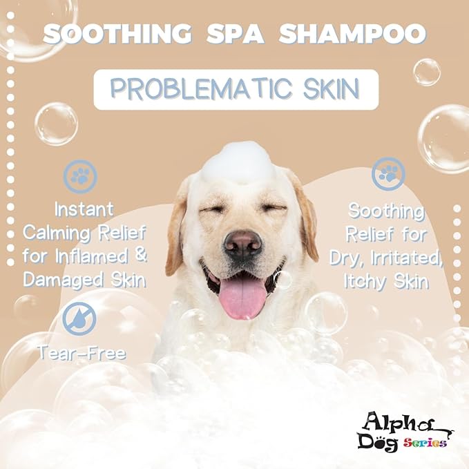 Alpha Dog Series Oatmeal Grooming Natural Dog Shampoo and Conditioner with Aloe Vera, pH balanced Shampoo for Dogs, Tear-Free, Moisturizing Dog Shampoo for Sensitive Skin - 26.4 Oz