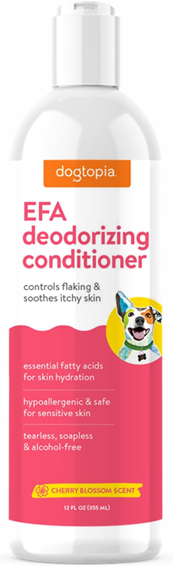 Essential Fatty Acid (EFA) Deodorizing Conditioner for Dogs and Pets (12oz) – Cherry Blossom Scent | Soothing Conditioner Rich With Moisturizing Emollients | Tearless, Soapless & Alcohol-Free