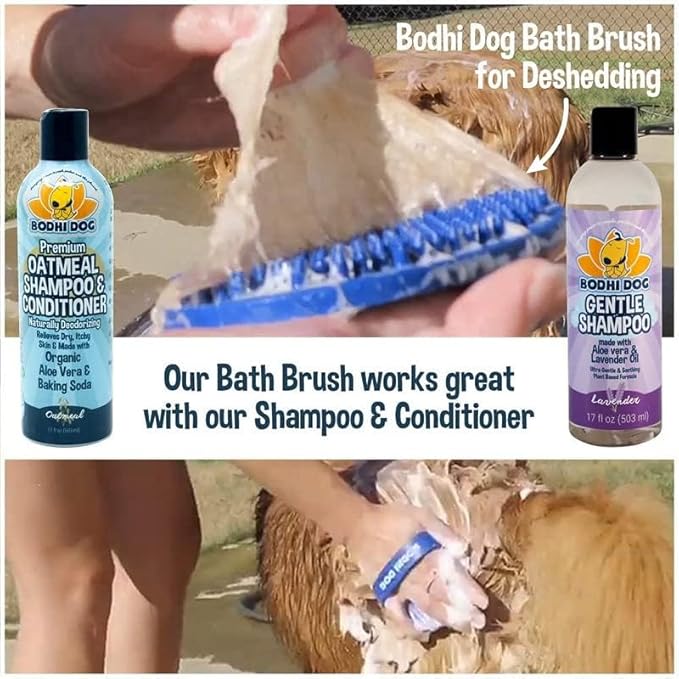 Bodhi Dog Shampoo Brush - Pet Grooming & Bath Supplies for Cats and Dog - Bath Brush for Long & Short Hair - Premium Scrubber for Shower, Bathing & Massage (Two Pack, Blue)