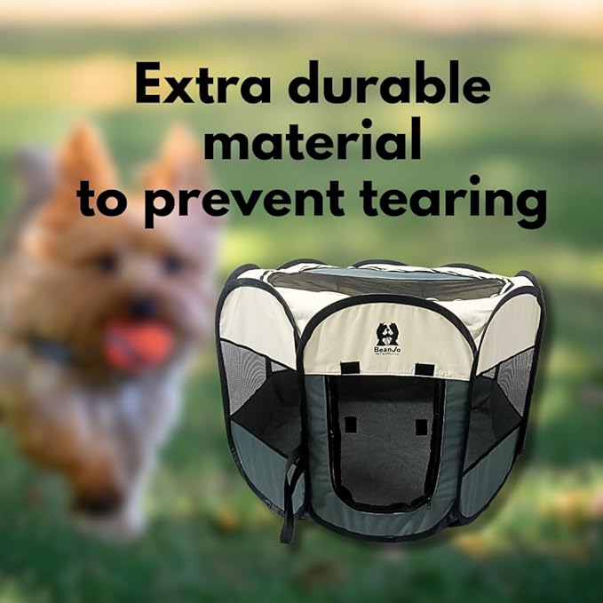 BeanJo Pet Supply Co. Foldable Portable Pet Playpen, Mesh Sides, with Carry Bag (Medium (18 * 25.5 * 25.5)) Dog, cat, Small Animal Enclosure, Safe for Outdoor use.
