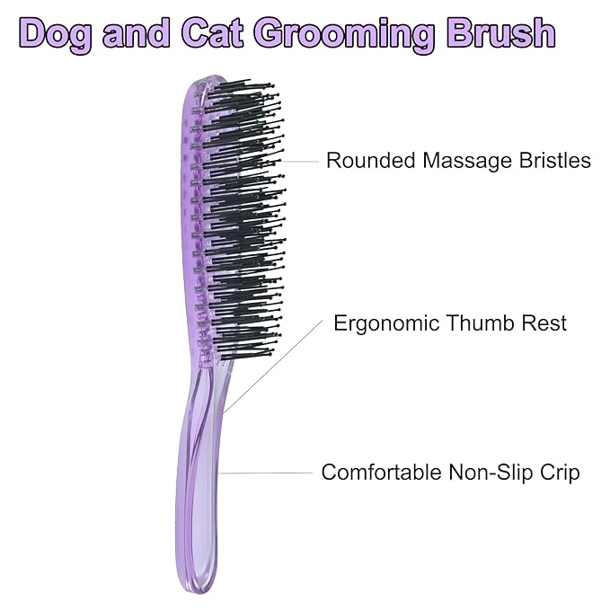 Dog Grooming Bath Brush, Pet Instant Detangler Pin Brushes, Soft Silicone Shampoo Soothing Comb for Wet Dry Long Short Haired Small Dogs & Cats Massaging, Deshedding Shower Scrubbing,Pink