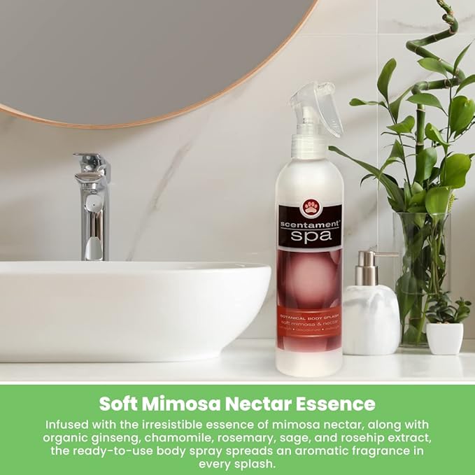 Best Shot Scentament Spa Botanical Body Splash, Body Spray Conditioner for Pets, Cat and Dog Cologne Spray, Soft Mimosa Nectar, 8 Oz.