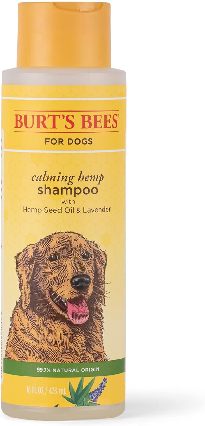 Burt's Bees for Pets Calming Dog Shampoo With Hemp Seed Oil and Lavender - 95% Natural Origin Formula, Gentle and Best for Dogs, 16 oz