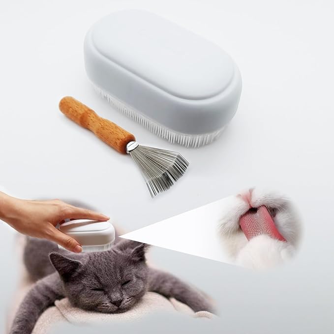 Cat Tongue Brush Soft Cat Grooming Gentle Hair Brush for Shedding Massage Includes Detangling Cleaning Claw