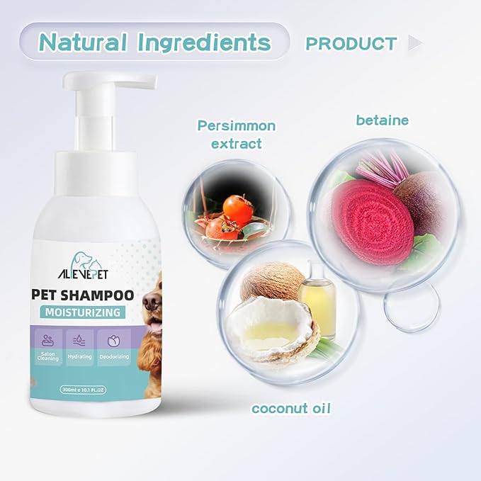 Dog Shampoo - Effective and Gentle Shampoo for Dogs and Cats with Natural Extracts- 300ml（10.1 FL.OZ）