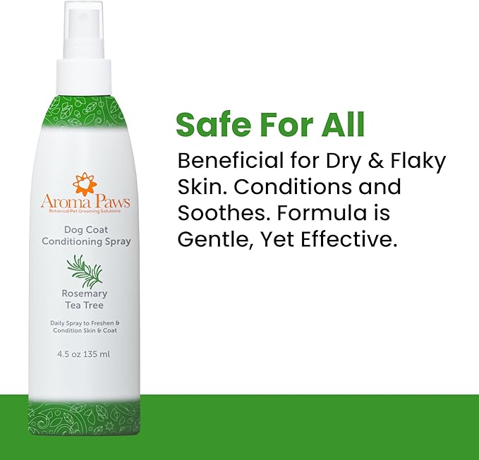 Scented Dog Coat Spray – Cleansing, Conditioning, Moisturizing – Toxin Free, Healthy Ingredients – Aromatic Grooming Puppy Spray – Loosens Knots, Tangles – 4.5 Oz., Rosemary Tea Tree