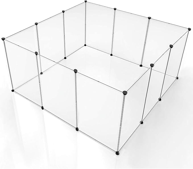 BRIAN & DANY Pet Dog Playpen, Clear Acrylic Puppy Dog Play Pen Indoor, Portable Small Animal Transparent Fence Panels for Rabbit, Kitten, Bunny, Cat, 28 X 20 Inch