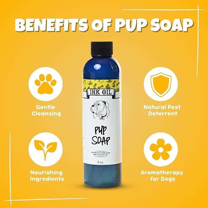 Pup Soap - Ink Oil | Dog Shampoo/Soap | Puppy Bath Supplies | Pet wash Essentials | Grooming Health Bath Deodorizer | Long-Lasting Fresh Cleaning Liquid soap| Conditioner for Dogs (Pup Soap)