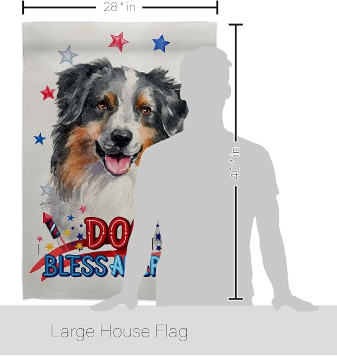 Breeze Decor Patriotic Australian Shepherd House Flag Pack Dog Puppy Spoiled Paw Canine Fur Pet Nature Farm Animal Creature Vintage Applique Banner Small Garden Yard Gift Double-Sided, Made in USA