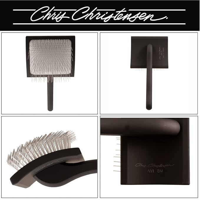 Chris Christensen Big K Dog Slicker Brush for Dogs (Goldendoodles, Labradoodles, Poodles), Groom Like a Professional, Fluff Detangle Style, Saves Time Energy, Black, Medium