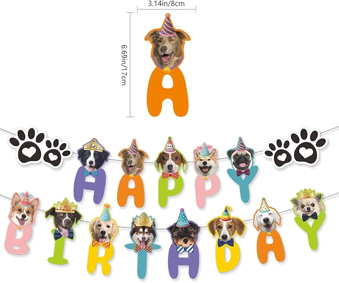 Dog Boy Birthday Party Outfits,Birthday Hat, Bow Tie, Bandana, Happy Birthday Banner,Puppy Pet Theme Decorations Suit for Golden Doodle Teddy Husky Labrador (4PCS Blue)