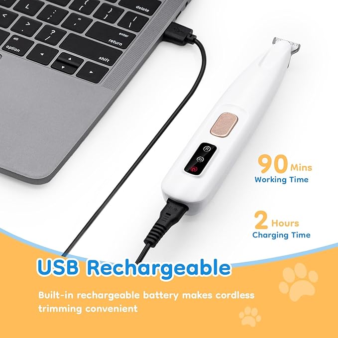 Mcbazel Pet Micro Precision Trimmer, Multifunctional Pet Hair Trimmer Waterproof Rechargeable Shaver with LED Light for Paws Eyes Ears Face Buttocks for Large/Small Dogs and Cats