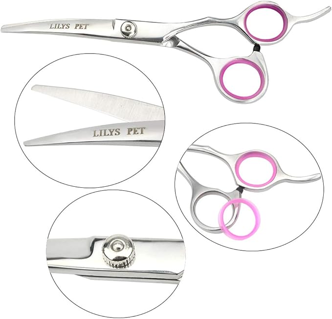 LILYS PET Professional PET DOG Grooming scissors suit,Cutting&Curved&Thinning shears (6.0")