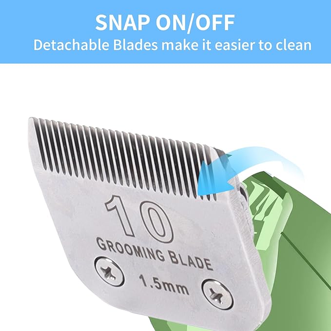4FC+5FC+7FC+3-3/4FC Detachable Dog Grooming Blades, Compatible with Andis, Oster A5, Wahl KM10 Series Clippers, Cut Length 3.2mm-13mm, Silver