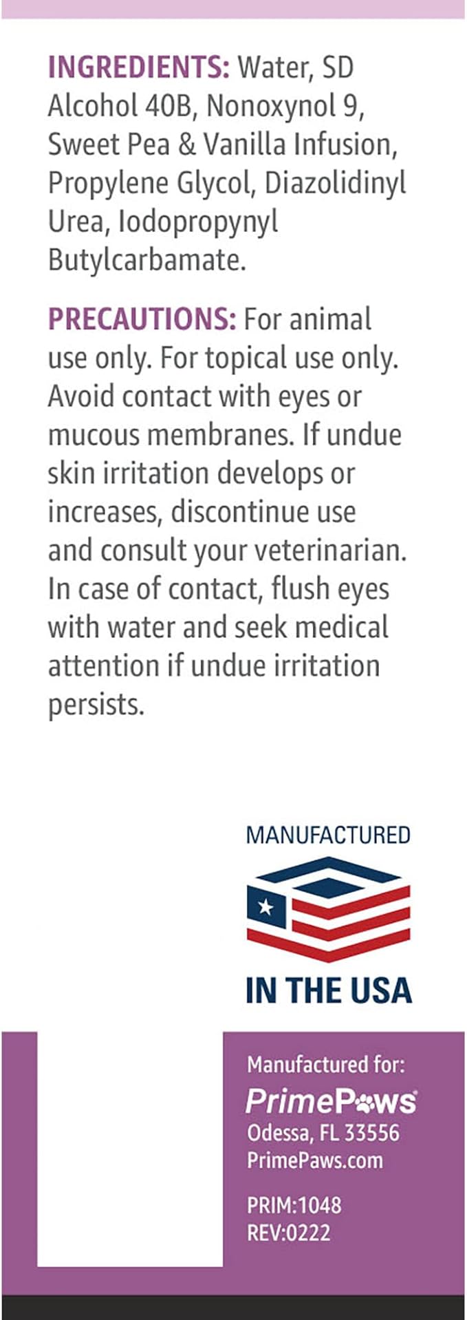 Body Spray for Dogs and Cats - Long Lasting Cat Cologne & Odor Eliminator - Dog Spray Deodorizer Perfume for Grooming & Reducing Static - Sweet Pea & Vanilla Scent - 8 oz, White (PRIM1048)