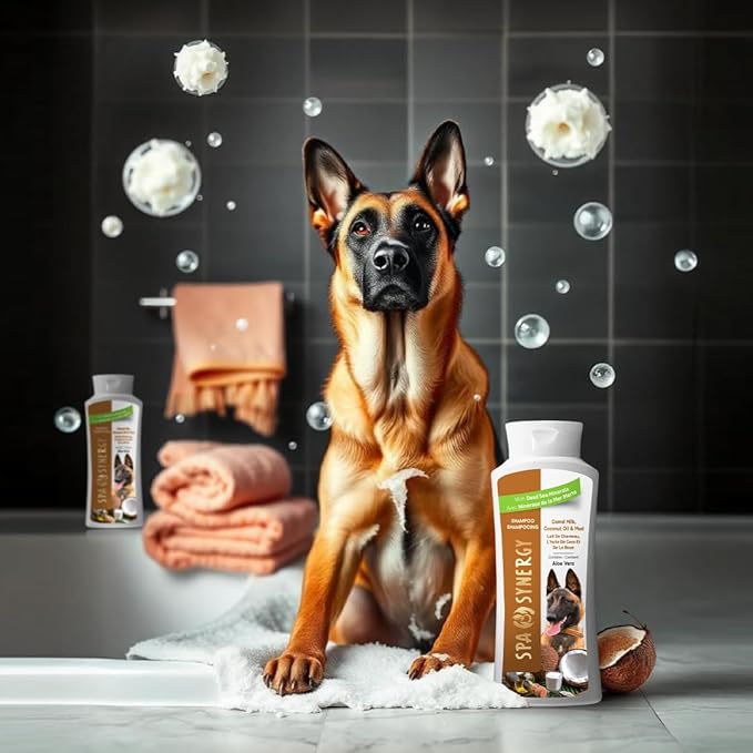 Pet Dog Shampoo Mud and Natural Dead Sea Mineral Rich, Aloe Vera & Vitamin-E, Soothing, Soften, Anti Dandruff, Cleansing- Camel Milk & Coconut Oil - (1) Bottle 16.5 FL OZ