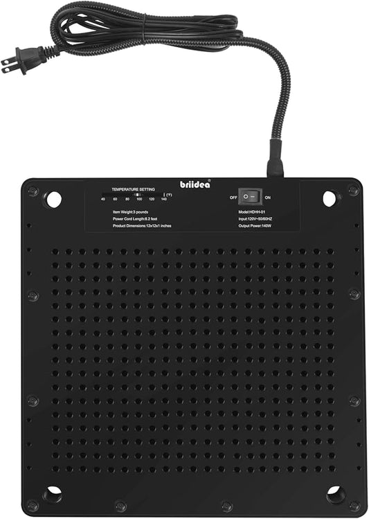 Briidea 140W Dog House Heater, Adjustable 40℉-140℉ Temperature, Anti-Chew Cord, Ultra-Quiet & Ultra-Thin Design, Ideal for Dog Houses, Chicken Coops, Rabbit Cages, Cat Houses